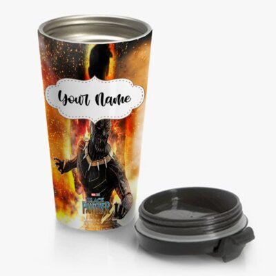 Erik Killmonger Jaguar Black Panther Travel Mug Custom Personalized Name Stainless Steel Bottle