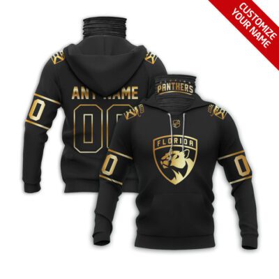 Florida Panthers Nhl Ice Hockey Team Logo Black Jersey Style Custom Number Name For Panthers Fans Gaiter Hoodie GH0543