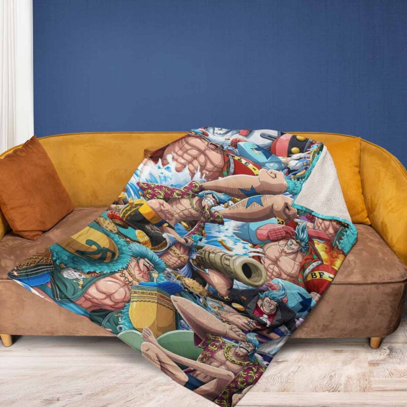 Franky One Piece Anime Fan Gift Franky Iron Man Comfy Sofa Throw Blanket Gift 2