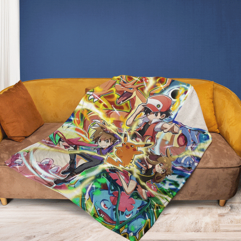 Full Monster Pokemon Evolution TV Cartoon Ver3 Gift Lover Comfy Sofa Throw Blanket Gift 2