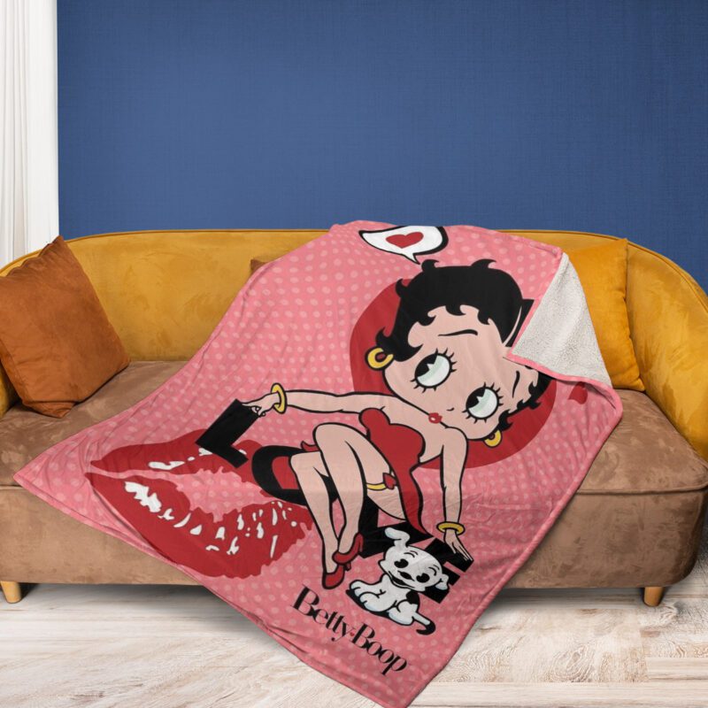 Funny Betty Boop Gift Betty Boop And Dog Love Gift For Fan Comfy Sofa Throw Blanket Gift 2