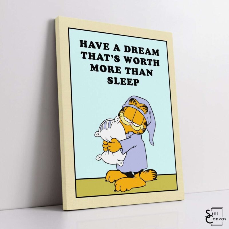 Garfield Canvas Art Have A Dream Kids Cartoon Educational Cat Comic Framed Canvas Wall Art Poster Print 1