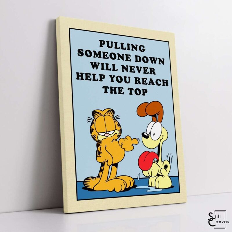 Garfield Canvas Art Pulling Someone Kids Cartoon Educational Cat Comic Framed Canvas Wall Art Poster Print 1