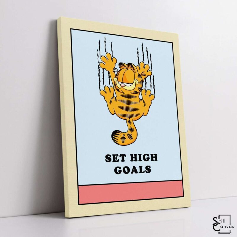 Garfield Canvas Art Set High Goals Kids Cartoon Educational Cat Comic Framed Canvas Wall Art Poster Print 1