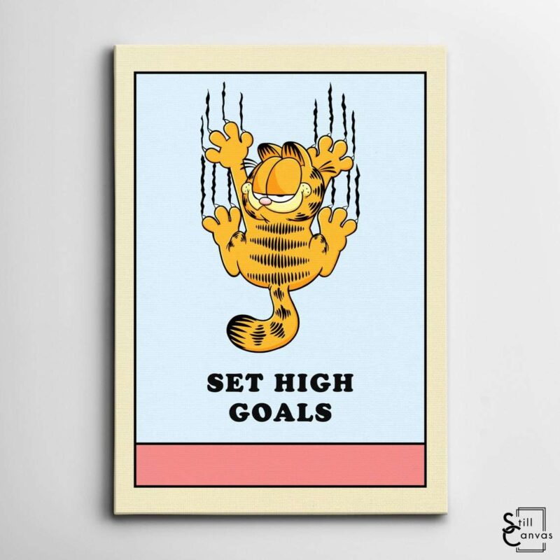 Garfield Canvas Art Set High Goals Kids Cartoon Educational Cat Comic Framed Canvas Wall Art Poster Print 2