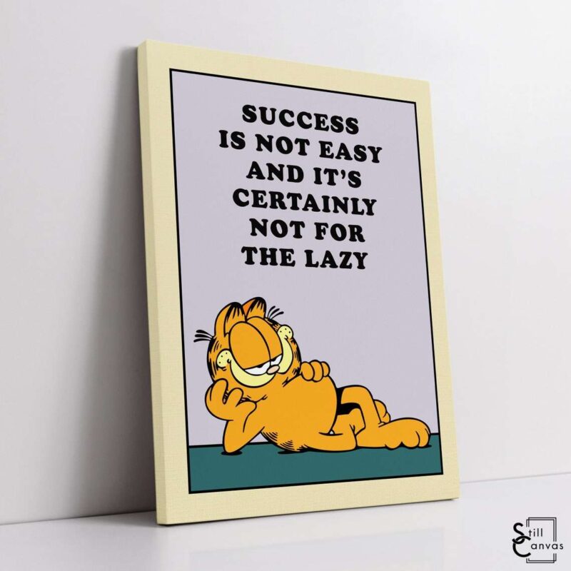 Garfield Canvas Art Success Is Not Easy Kids Cartoon Educational Cat Comic Framed Canvas Wall Art Poster Print 1