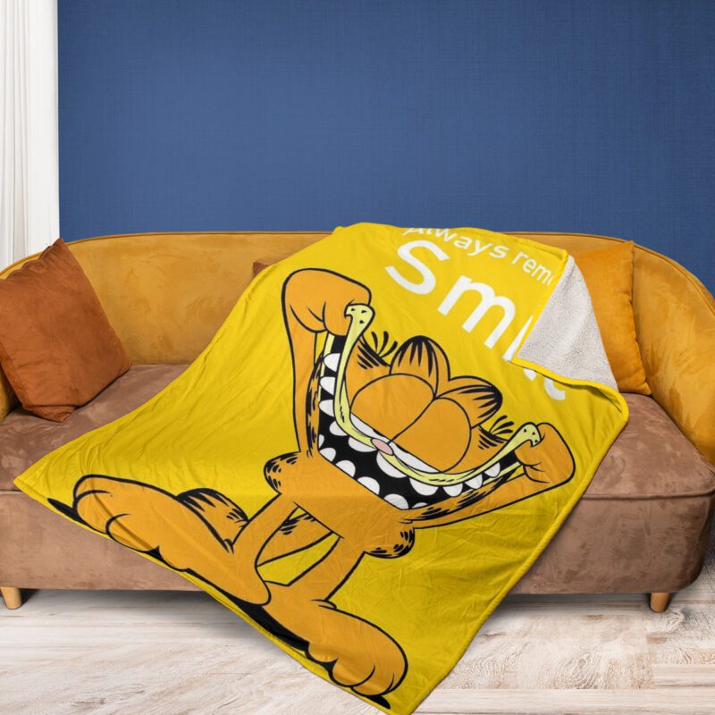 Garfield and Friends Cartoons Always Remember To Smile Garfield and Friends Cartoons Gift For Fan Comfy Sofa Throw Blanket Gift 2