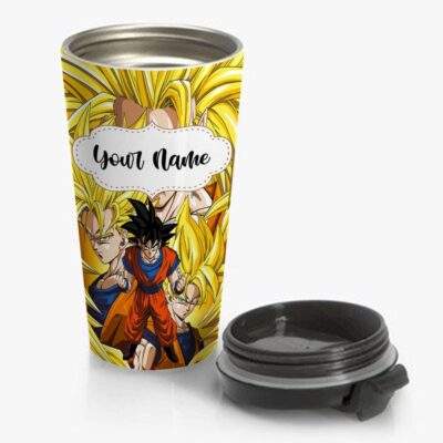 Goku Super Saiyan Transformation Dragon Ball Travel Mug Custom Personalized Name Stainless Steel Bottle