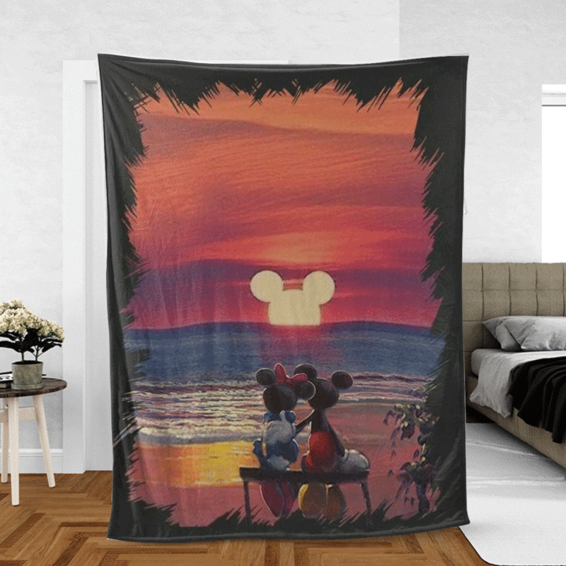 Happy Valentines Day Sweet Love Of Mickey Couple Cartoon Disney Ver2 Gift Lover Comfy Sofa Throw Blanket Gift 1