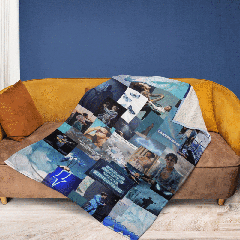 Harry Styles Fine Line Blue Ver8 Thank You For The Memories Gifts Lover Harry Styles Gift For Fan Comfy Sofa Throw Blanket Gift 2