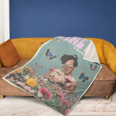 Harry Styles Fine Line Pink Flower Butterfly Thank You For The Memories Christmas Gifts Lover Harry Styles Gift For Fan Comfy Sofa Throw Blanket Gift 2