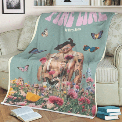 Harry Styles Fine Line Pink Flower Butterfly Thank You For The Memories Christmas Gifts Lover, Harry Styles Gift For Fan Comfy Sofa Throw Blanket Gift