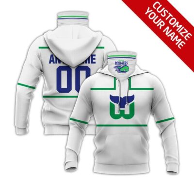 Hartford Whalers Nhl Ice Hockey Team Logo White Jersey Style Custom Number Name For Whalers Fans Gaiter Hoodie GH0546