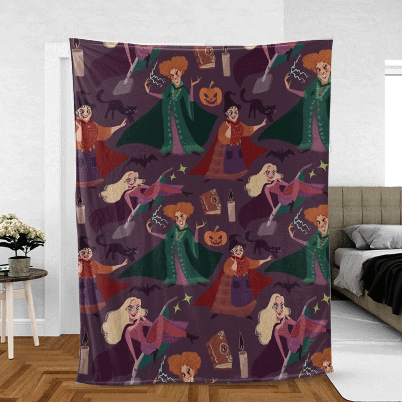 Hocus Pocus The Witch is Back Disney Cartoon Gift Lover Comfy Sofa Throw Blanket Gift