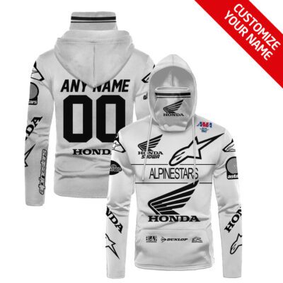 Honda Auto Alpinestars Racing Team White Costume 3D Personalized Design Custom Number Name For Honda Fans Gaiter Hoodie GH0142