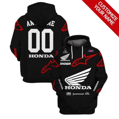 Honda Showa Alpinestars Auto Racing Team Motorsport 3D Custom Number Name For Honda Fans Gaiter Hoodie GH0727