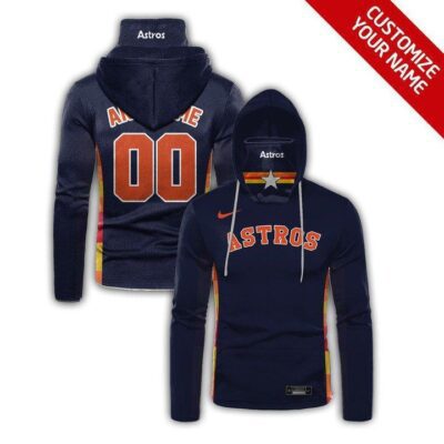 Houston Astros #00 Mlb Team Dark Blue Jersey Style Custom Number Name For Houston Astros Fans Gaiter Hoodie GH0274