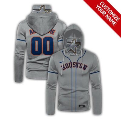Houston Astros #00 Mlb Team Grey Jersey Style Custom Number Name For Houston Astros Fans Gaiter Hoodie GH0971