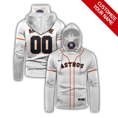 Houston Astros Mlb Baseball Team Logo White Jersey Style Custom Number Name For Astros Fans Gaiter Hoodie GH0888
