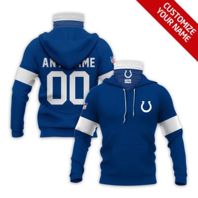 Indianapolis Colts Nfl American Football Team Logo Blue Jersey Style Custom Number Name For Colts Fans Gaiter Hoodie GH0677