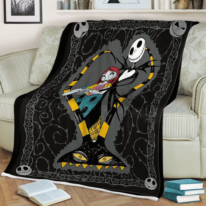 Jack Skellington And Sally Gift For Fan Comfy Sofa Throw Blanket Gift