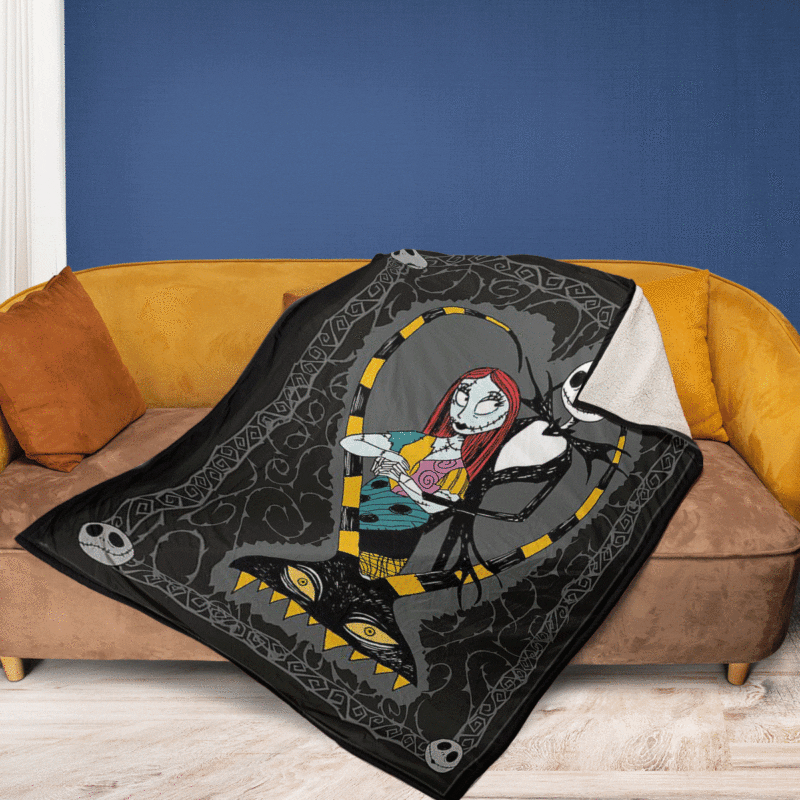 Jack Skellington And Sally The Nightmare Before Christmas Gifts LoverJack Skellington And Sally Gift For Fan Comfy Sofa Throw Blanket Gift 2