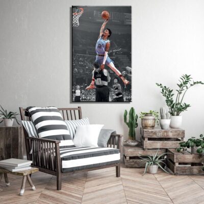 Jamel Morant Canvas Art Ja Morant dunks over Kevin Love Memphis Grizzlies Player 3