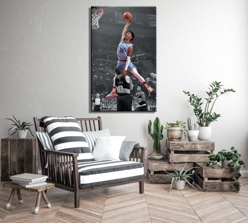 Jamel Morant Canvas Art Ja Morant dunks over Kevin Love Memphis Grizzlies Player 3