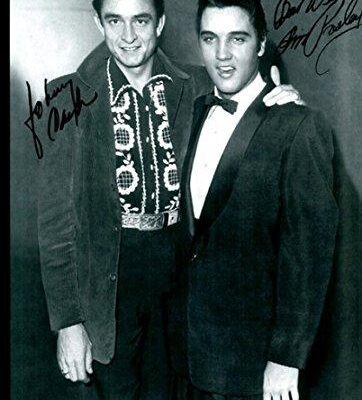 Johnny Cash and Elvis Presley Autograph Print - Canvas Print Wall Art Decor