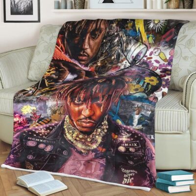 Juice Wrld Rapper 10 Fan Gift, Juice Wrld Rapper 999 Gift For Fan Comfy Sofa Throw Blanket Gift