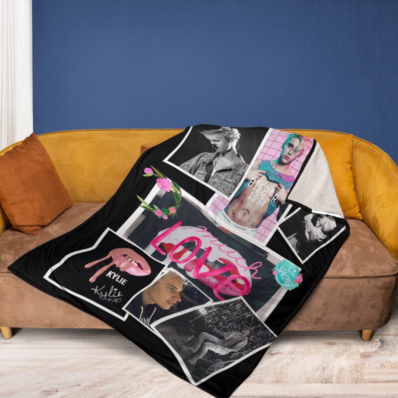 Justin Bieber Album Collage 8 Comfy Sofa Throw Blanket Gift