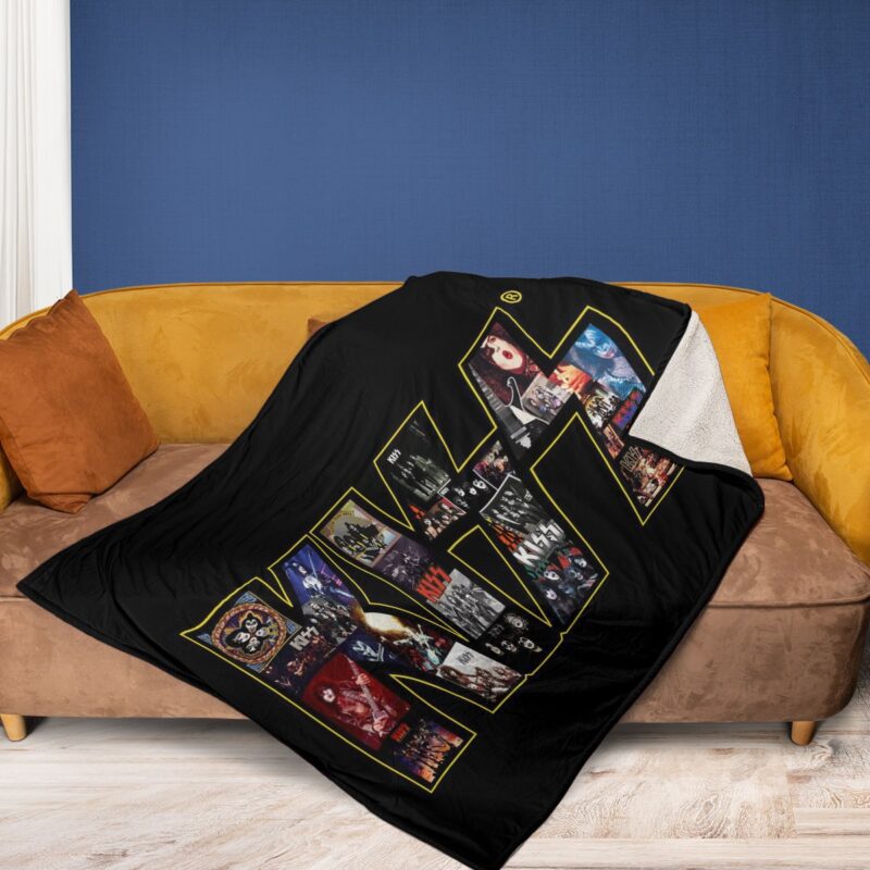 KISS Gift KISS Band Album Collage Gift For Fan Comfy Sofa Throw Blanket Gift 2