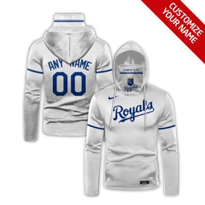 Kansas City Royals #00 Any Name Mlb Team White Jersey Style Custom Number Name For Kansas City Royals Fans Gaiter Hoodie GH0498