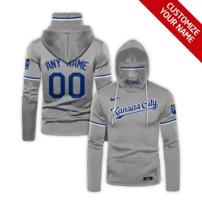 Kansas City Royals Mlb Baseball Taem Grey Jersey Style Custom Number Name For Royals Fans Gaiter Hoodie GH0861