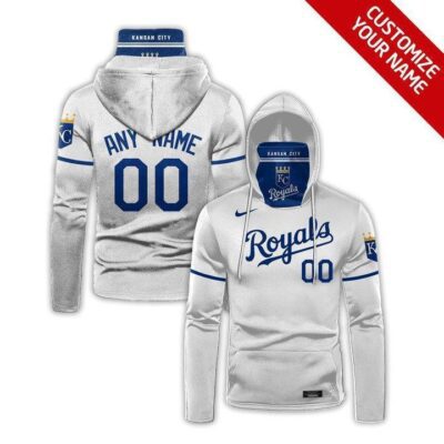 Kansas City Royals Mlb Baseball Taem White Jersey Style Custom Number Name For Royals Fans Gaiter Hoodie GH0977