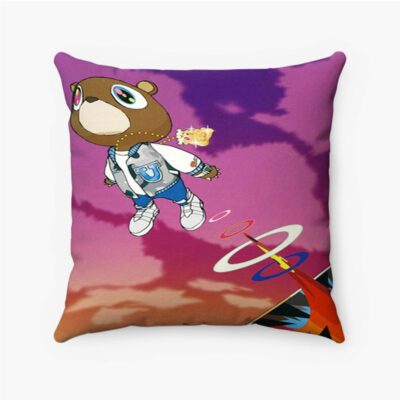 Kanye West Graduation Bear Custom Pillow Case Spun Polyester Suede Square Pillow Cover