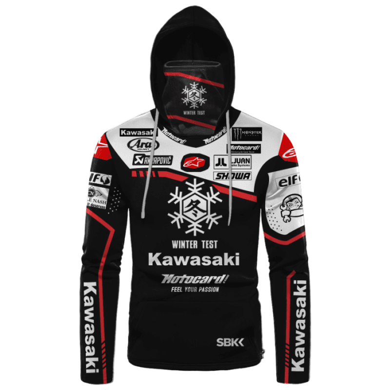 Kawasaki Racing Winter Test over print Gaiter Hoodie 655 1