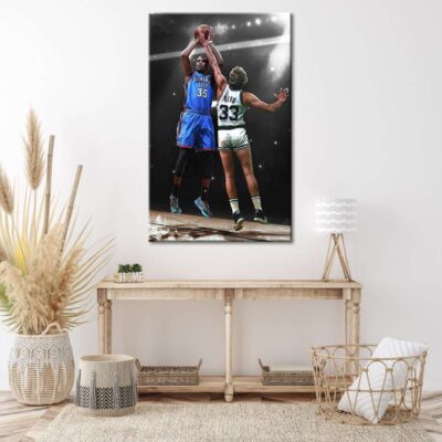 Kevin Durant vs. Larry Bird Artwork Wall Canvas Decor Brooklyn Nets vs. Boston Celtics Basketball 3