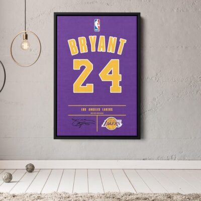 Kobe Bryant 24 Jersey Canvas, MVP Jersey Canvas Artwork, 24 Los Angeles Lakers, Motivational Wall Art