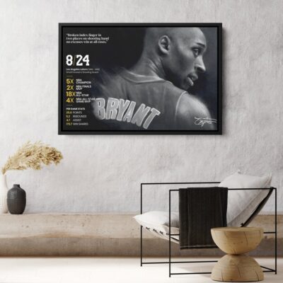 Kobe Bryant Decor, Career Stats Highlights, No 24 Los Angeles Lakers Canvas