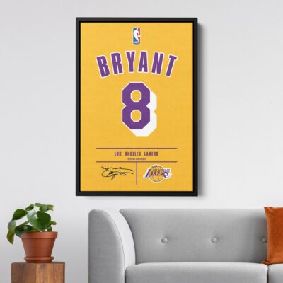 Kobe Bryant Jersey Canvas, No 8 Los Angeles Lakers Poster, Black Mamba Basketball, Basketball Wall Art