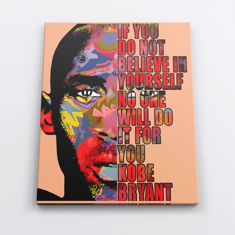 Kobe Bryant Motivational Canvas Print Graffiti Basketball Player Poster Mamba Mentality Wall Art Lakers 24 Fan Gift Boys Room 1