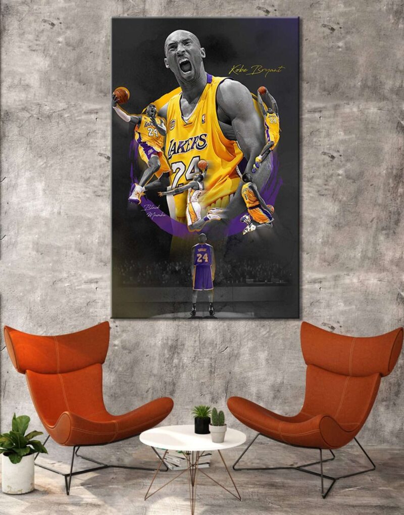 Kobe Bryant Sports NBA Canvas Los Angeles Lakers Team Number 24 Basketball Player Professional Basketball Player 3