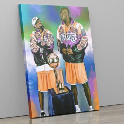Kobe Bryant &amp; Shaquille O'Neil Canvas Print Kobe Bryant Poster Shaq Poster Basketball Gift Lakers Champions Gift For Him
