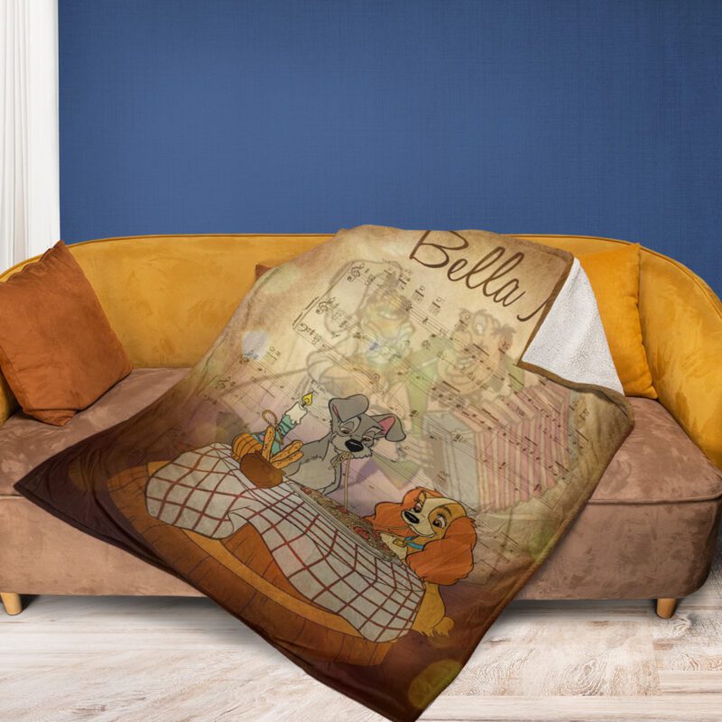 Lady and the Tramp Disney Bella Notte Lady and the Tramp Disney Gift For Fan Comfy Sofa Throw Blanket Gift 2
