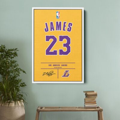 LeBron James Jersey Canvas Print Wall Art, Los Angeles Lakers, NBA Poster 3 LeBron James Jersey Canvas Print Wall Art Los Angeles Lakers NBA Poster 3