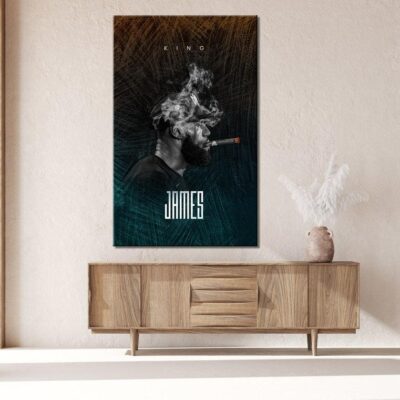 LeBron James Smoking Wall Canvas Art, Los Angeles Lakers Basketball Cavnas, Lakers Artwork, NBA Basketball Sports 1 Los Angeles Lakers Basketball Cavnas