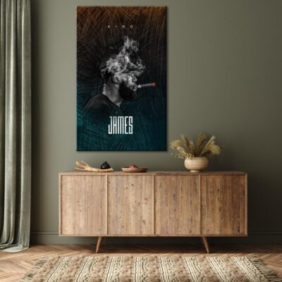 LeBron James Smoking Wall Canvas Art, Los Angeles Lakers Basketball Cavnas, Lakers Artwork, NBA Basketball Sports 2 Lakers Artwork