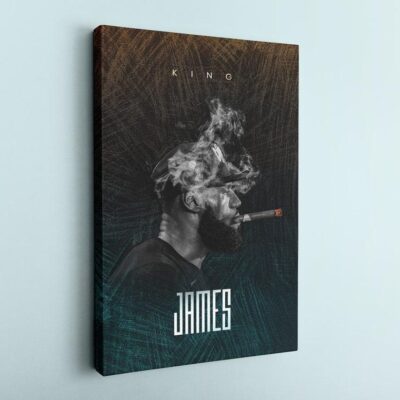 LeBron James Smoking Wall Canvas Art, Los Angeles Lakers Basketball Cavnas, Lakers Artwork, NBA Basketball Sports
