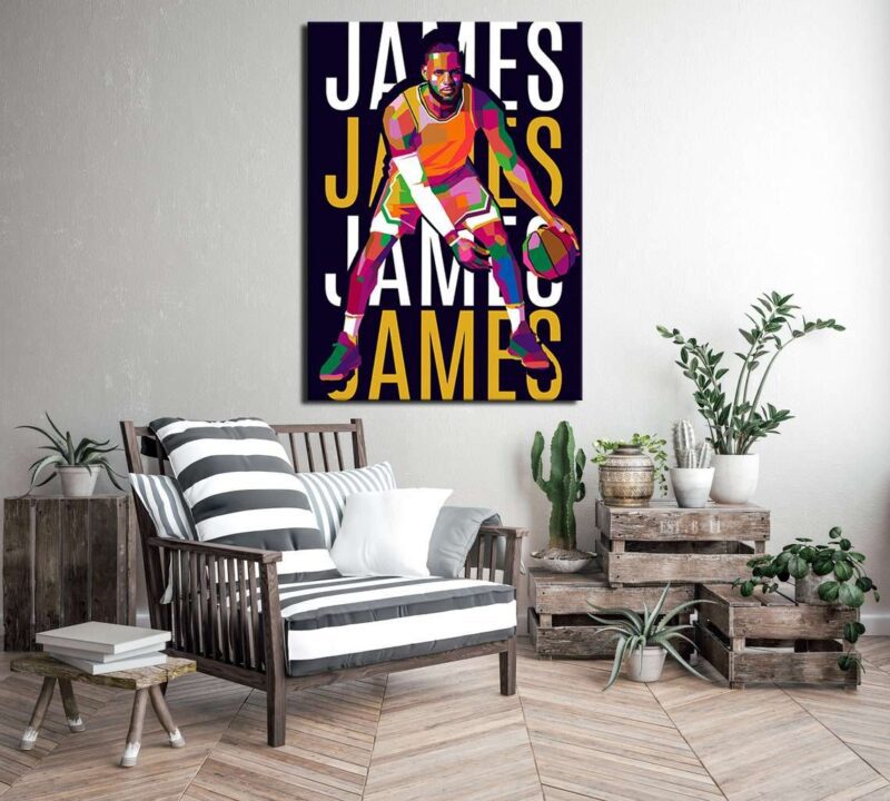 Lebron James Canvas Basketball Art Sports Illustration LJ Basketball Art Modern Absract Art 1